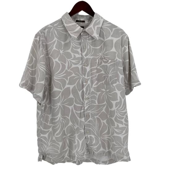 Toes to the Nose Hawaiian shirt grey white mens size large linen blend - Picture 1 of 10